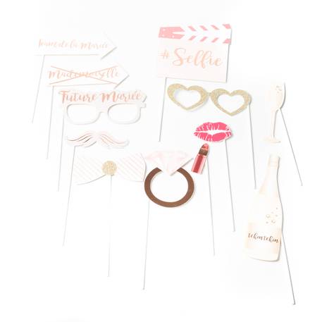 Kit photobooth mariage rose gold 12 pieces